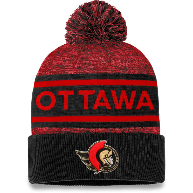 FANATICS OTTAWA SENATORS ADULT AUTHENTIC PRO HEATHERED CUFFED POM TOQUE sold by Pro Hockey Life