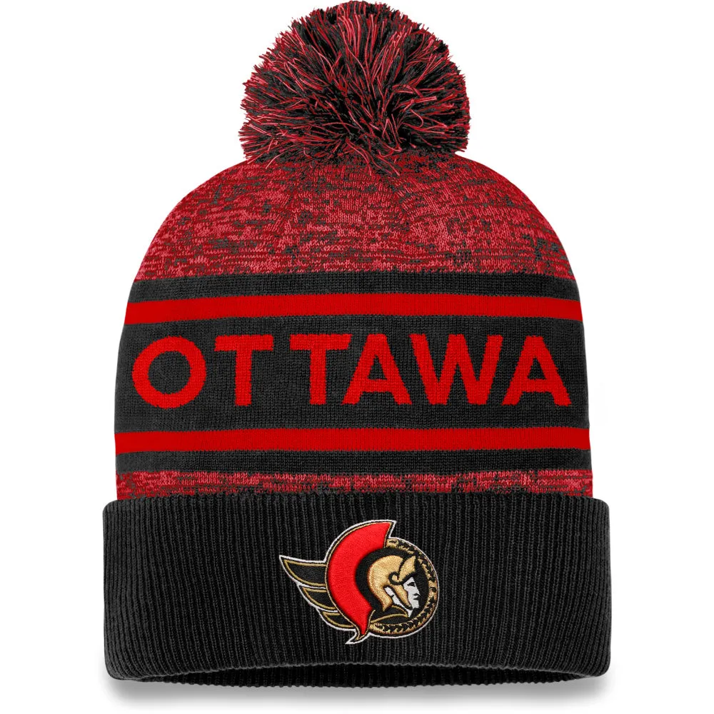 FANATICS OTTAWA SENATORS ADULT AUTHENTIC PRO HEATHERED CUFFED POM TOQUE sold by Pro Hockey Life