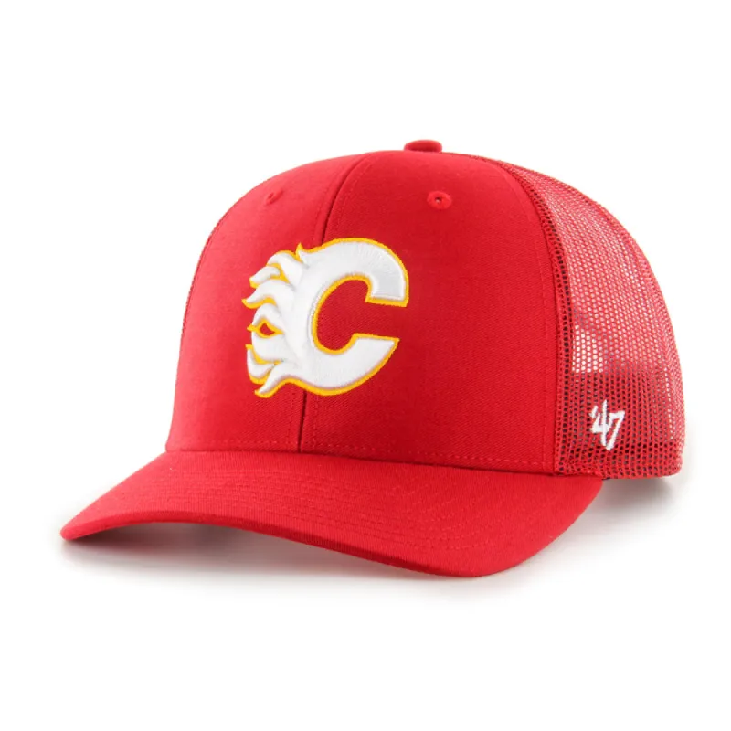 Calgary Flames 47 Red Trucker Hat sold by Pro Hockey Life