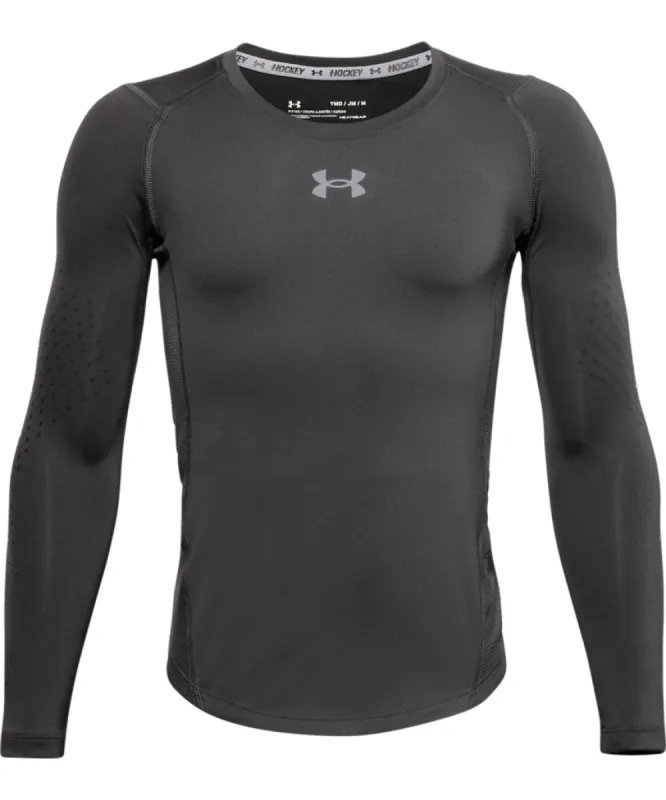 UNDER ARMOUR KID'S HOCKEY LONG SLEEVE FITTED GRIPPY TOP - BLACK sold by Pro Hockey Life
