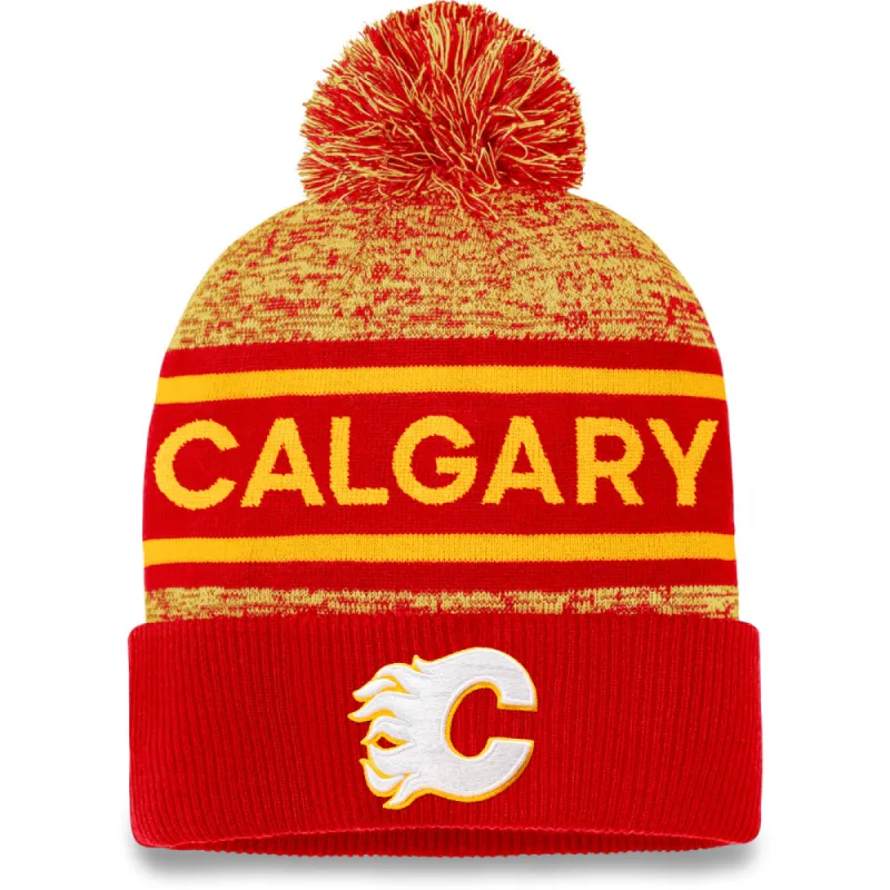 Fanatics Calgary Flames Adult Authentic Pro Cuffed Pom Toque sold by Pro Hockey Life