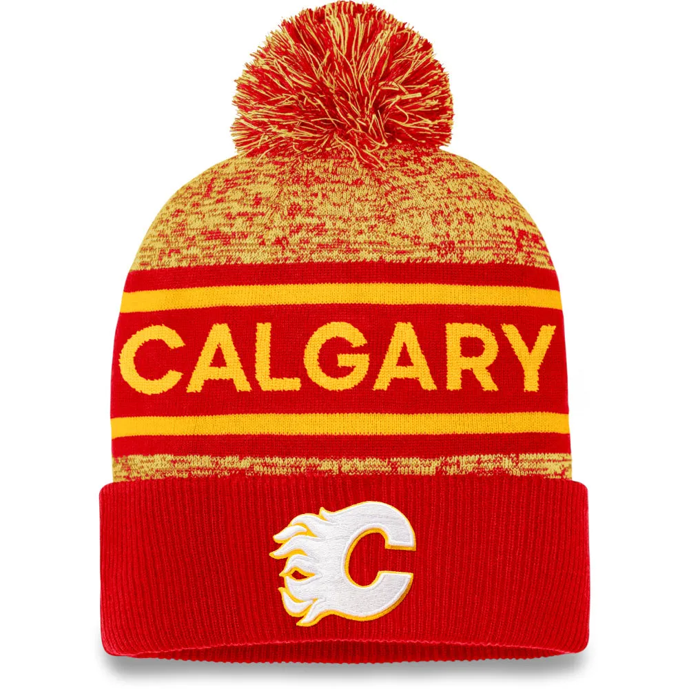 Fanatics Calgary Flames Adult Authentic Pro Cuffed Pom Toque sold by Pro Hockey Life