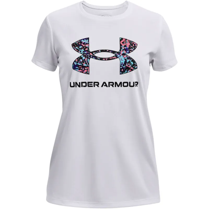 UNDER ARMOUR GIRLS TECH BIG LOGO SOLID BODY SHIRT - WHITE sold by Pro Hockey Life