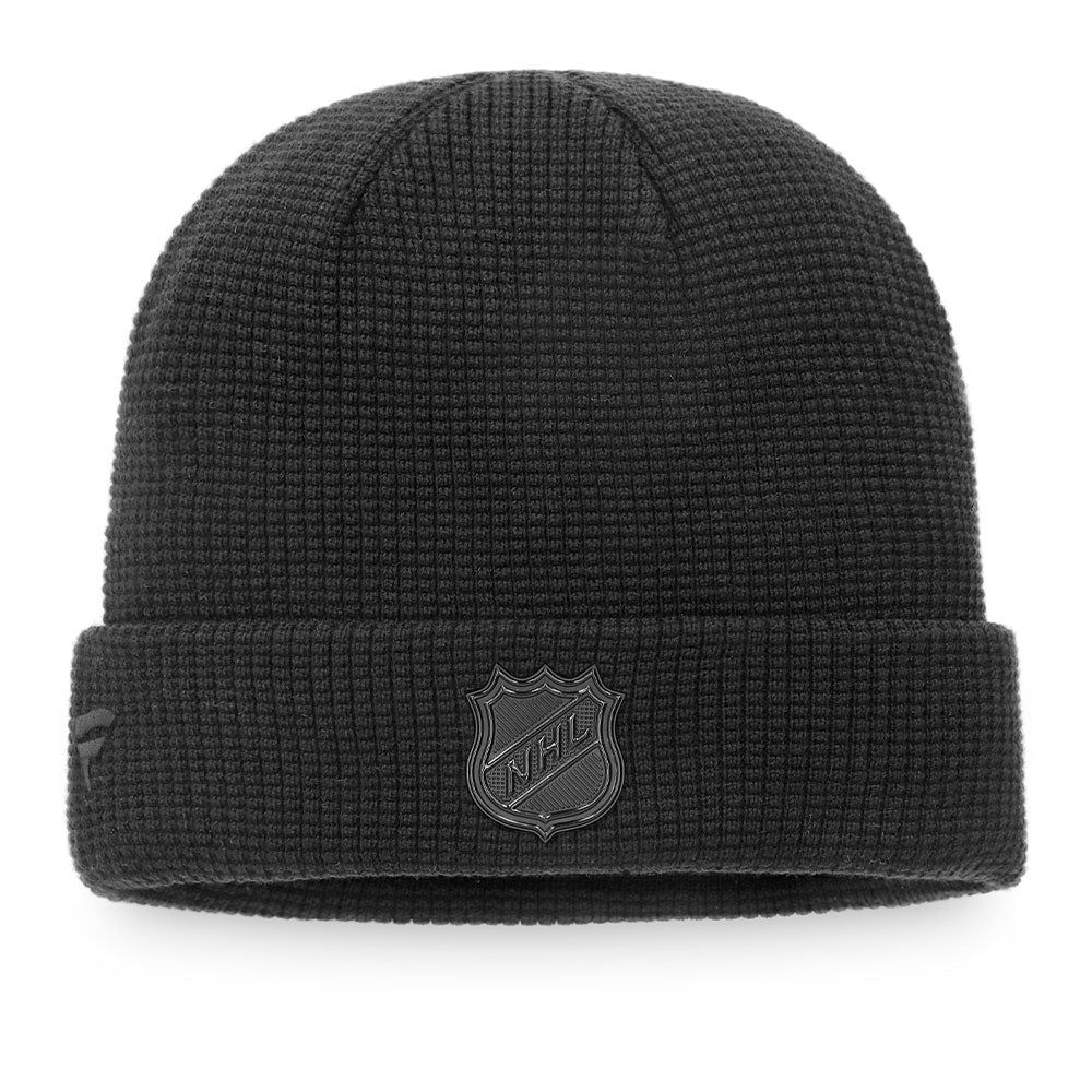 CHICAGO BLACKHAWKS FANATICS MEN'S BLACK ICE CUFF BEANIE TOQUE sold by Pro Hockey Life product image thumbnail 2