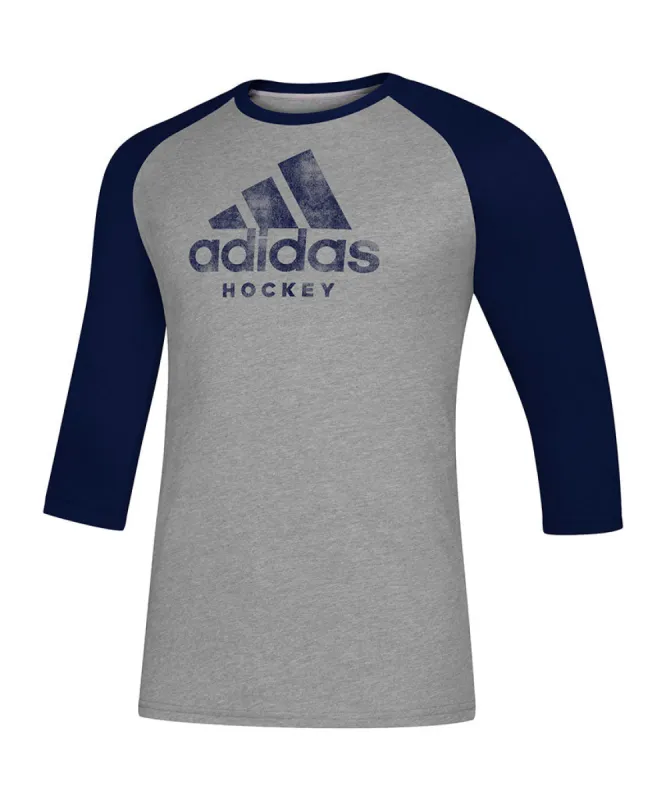 ADIDAS ADULT HOCKEY 3/4 SLEEVE RAGLAN SHIRT - GREY/NAVY made by Adidas