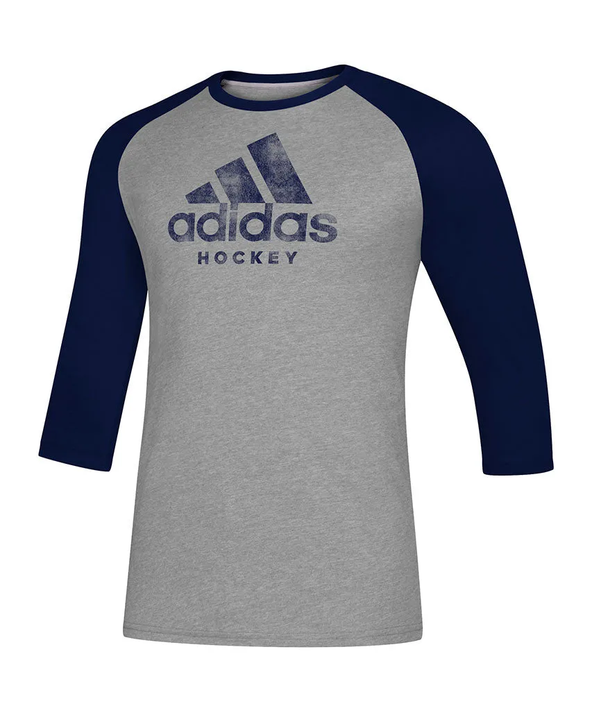 ADIDAS ADULT HOCKEY 3/4 SLEEVE RAGLAN SHIRT - GREY/NAVY sold by Pro Hockey Life