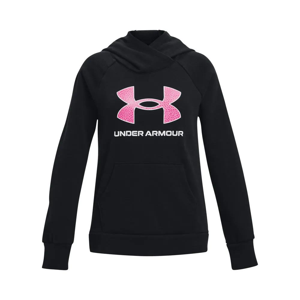 Under Armour Rival Girls Fleece Black/Pink Hoodie sold by Pro Hockey Life