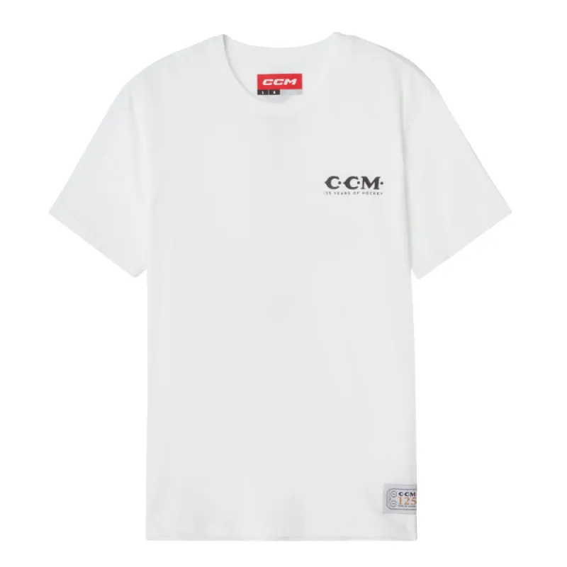 CCM 125 Anniversary Adult White T Shirt sold by Pro Hockey Life