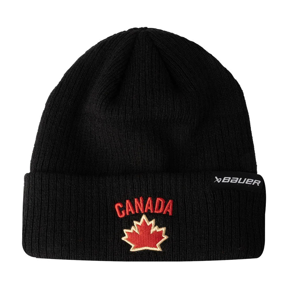 BAUER HOCKEY CANADA RIBBED ADULT BLACK TOQUE sold by Pro Hockey Life