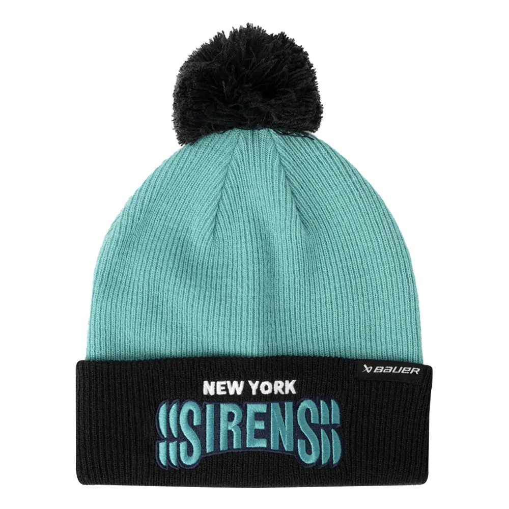 Bauer New York Sirens Adult Pom Knit Teal Beanie sold by Pro Hockey Life