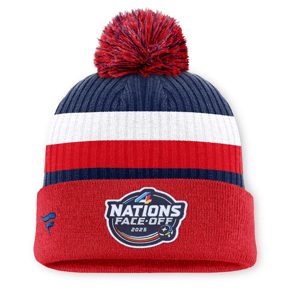 Fanatics 4 Nations Faceoff Team Usa Team 11 Arcylic Cuffed Pom Adult Red Beanie sold by Pro Hockey Life product image thumbnail 2