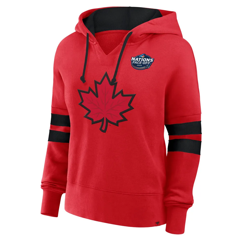 FANATICS 4 NATIONS FACEOFF TEAM CANADA FLEECE WOMEN'S RED PULLOVER HOODIE sold by Pro Hockey Life