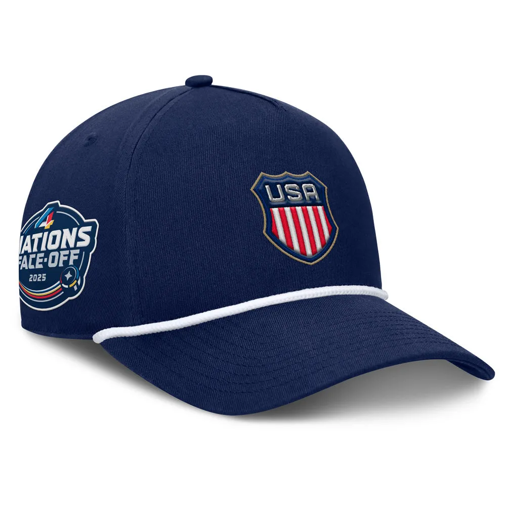 Fanatics 4 Nations Faceoff Team Usa Pinch Panel A-Frame Adult Navy Adjustable Hat sold by Pro Hockey Life product image thumbnail 3