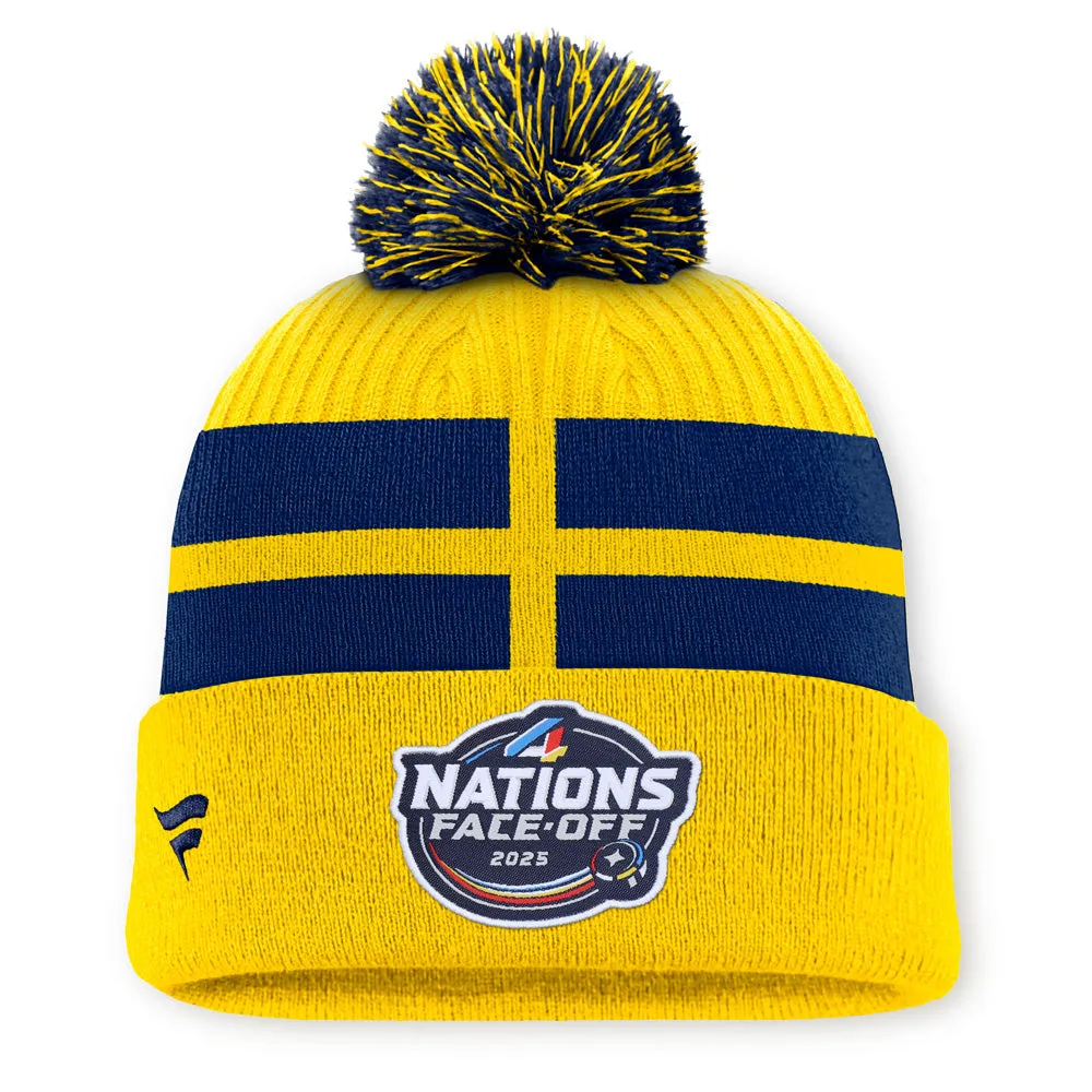 FANATICS 4 NATIONS FACEOFF TEAM SWEDEN TEAM 11 ARCYLIC CUFFED POM ADULT YELLOW BEANIE sold by Pro Hockey Life product image thumbnail 2