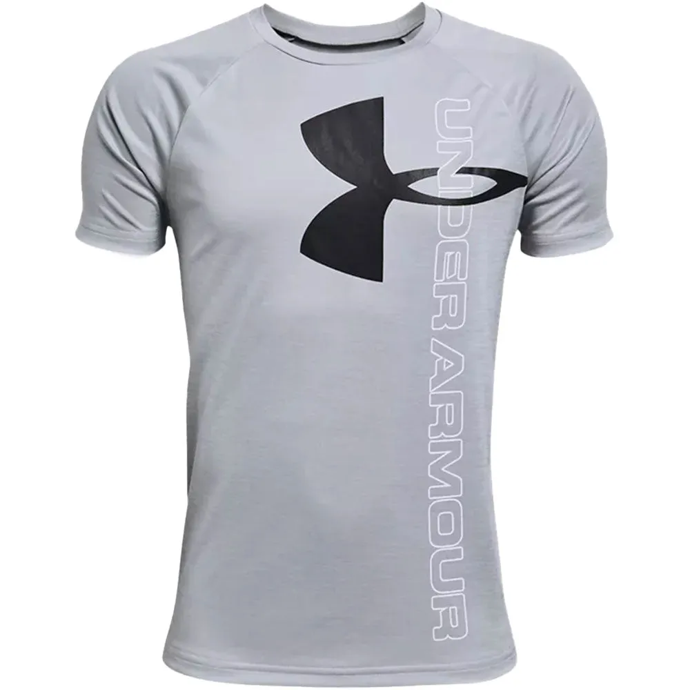 Under Armour Tech Split Logo Hybrid Kid'S Grey T Shirt sold by Pro Hockey Life