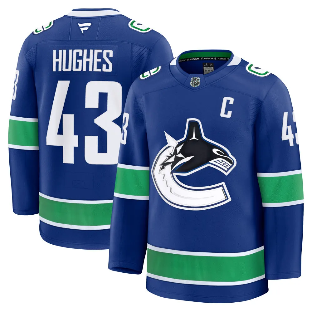 Fanatics Vancouver Canucks Quinn Hughes Premium Adult Home Jersey sold by Pro Hockey Life product image thumbnail 3