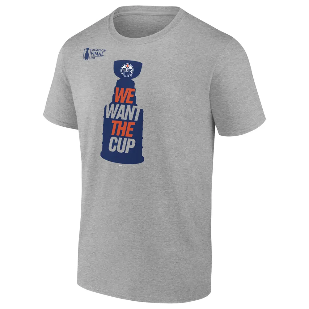 Fanatics Edmonton Oilers We Want The Cup Adult Grey T Shirt sold by Pro Hockey Life