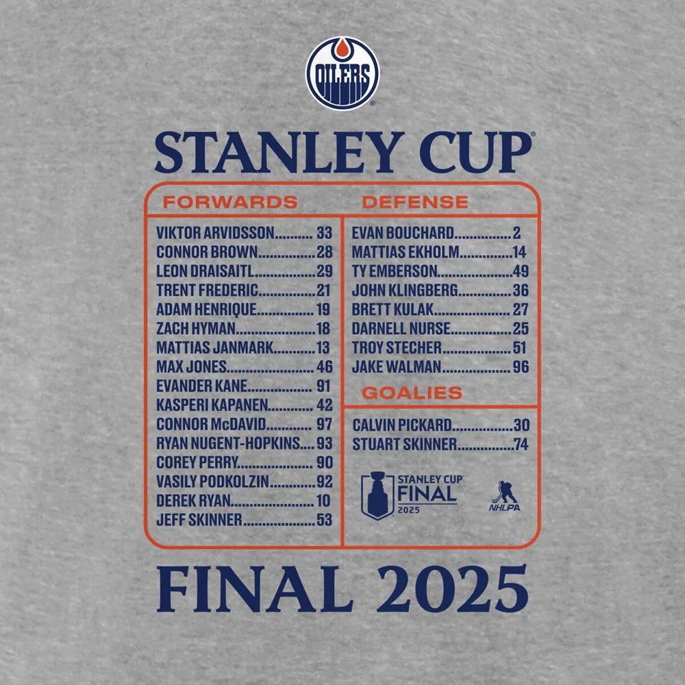 Fanatics Edmonton Oilers 2025 Stanley Cup Final Roster Men'S Grey T Shirt sold by Pro Hockey Life product image thumbnail 5