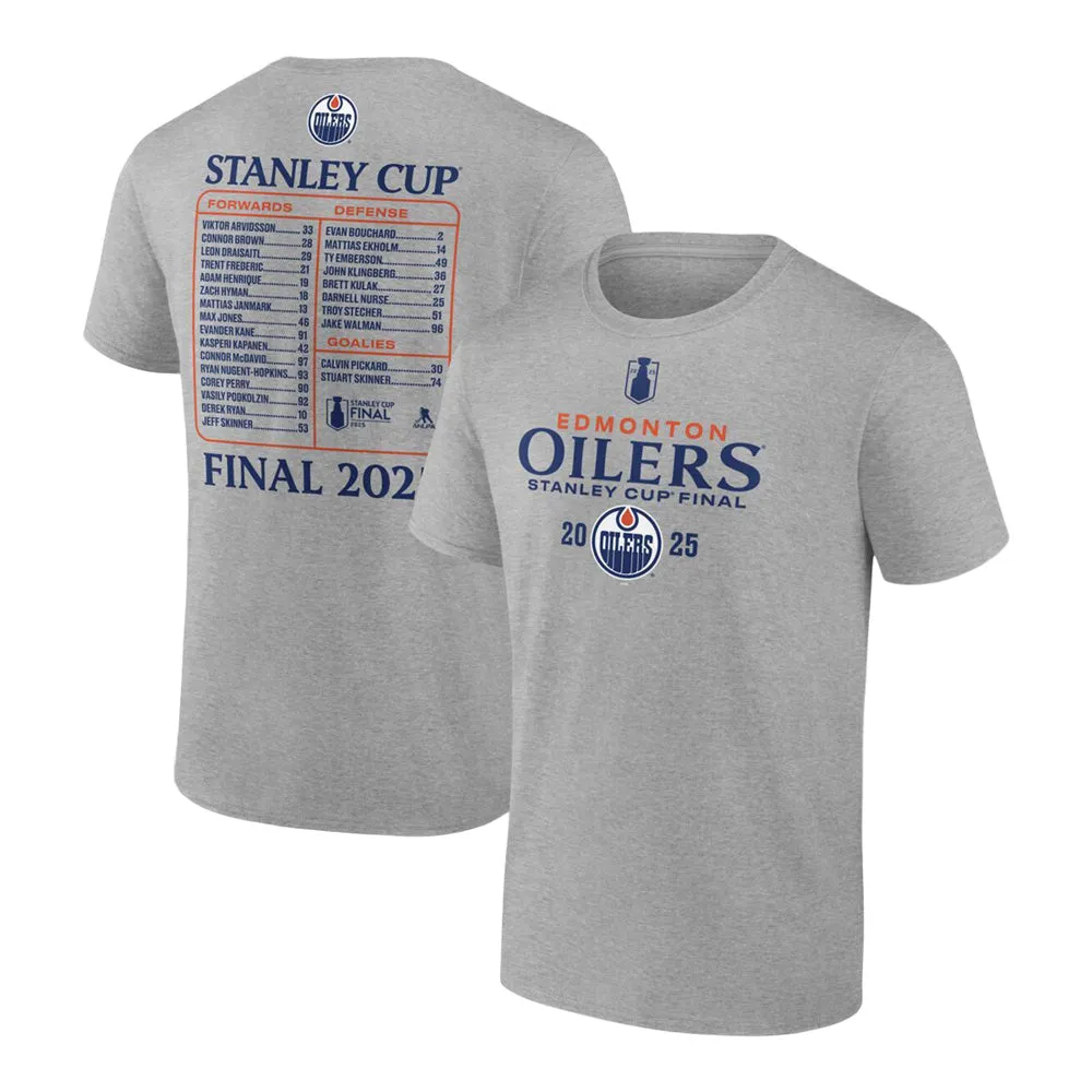 Fanatics Edmonton Oilers 2025 Stanley Cup Final Roster Men'S Grey T Shirt sold by Pro Hockey Life product image thumbnail 3
