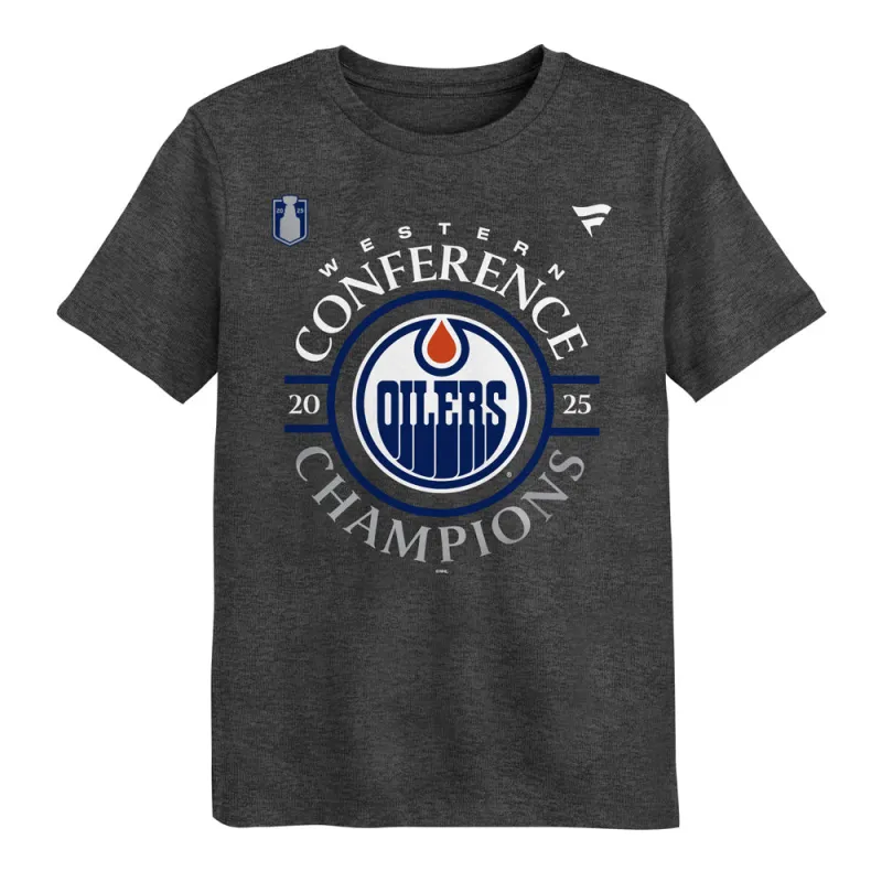 Outerstuff Edmonton Oilers 2025 Conference Champions Kid'S Grey T Shirt sold by Pro Hockey Life