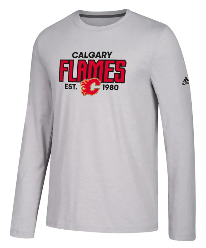 Calgary Flames Adidas Men'S Go To Performance Established Longsleeve Shirt sold by Pro Hockey Life