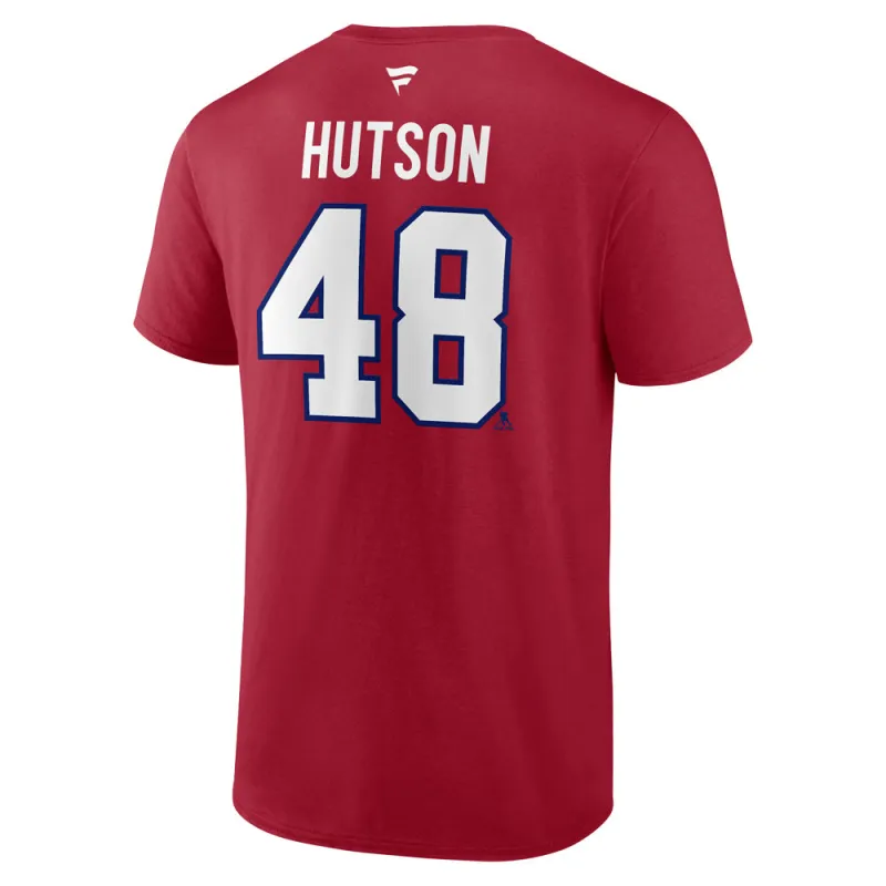 Fanatics Montreal Canadiens Lane Hutson Name And Number Men's Red T Shirt sold by Pro Hockey Life