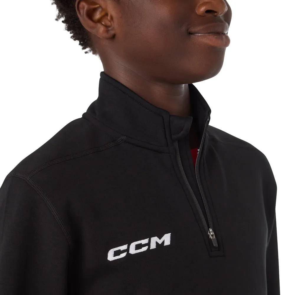 CCM Team Youth Black 1/4 Zip Crew Long Sleeve Shirt sold by Pro Hockey Life product image thumbnail 5