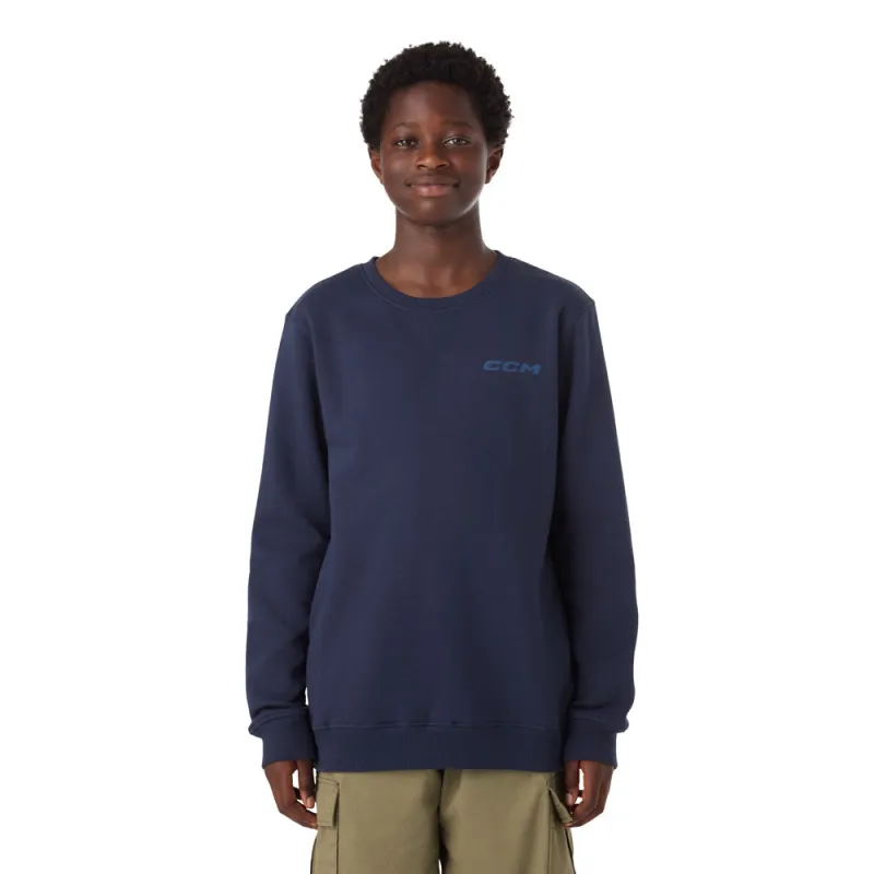 CCM Casual Youth Navy Fleece Crew Long Sleeve Shirt sold by Pro Hockey Life
