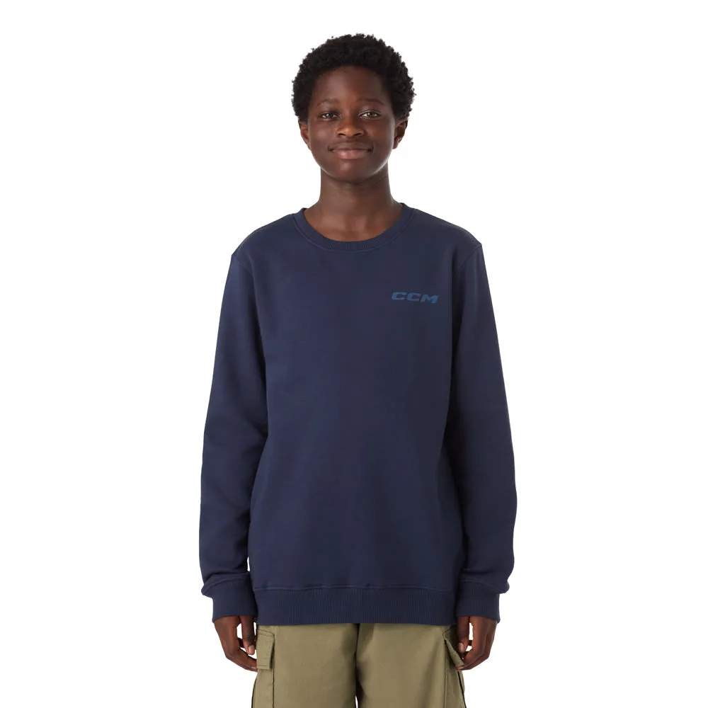 CCM Casual Youth Navy Fleece Crew Long Sleeve Shirt sold by Pro Hockey Life