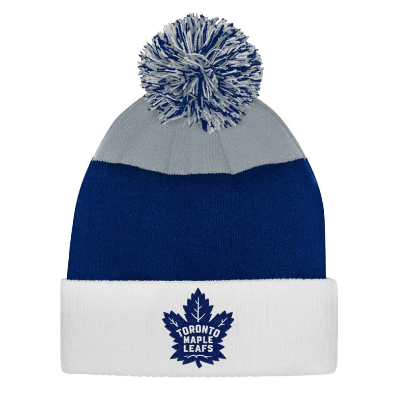 Outerstuff Toronto Maple Leafs Essentials Youth Cuffed Knit Pom Toque sold by Pro Hockey Life