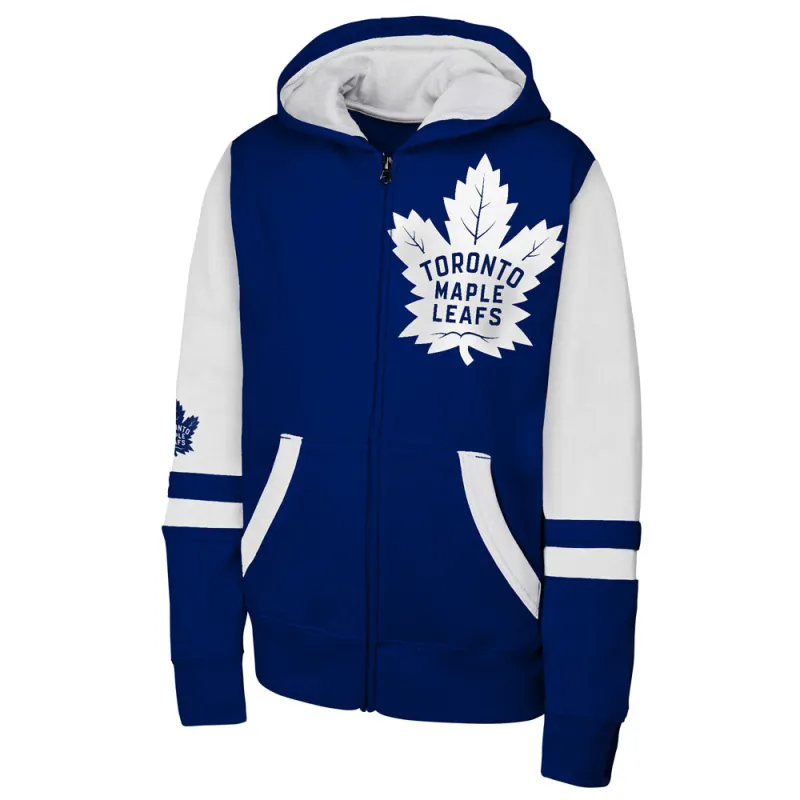 Outerstuff Toronto Maple Leafs Face Off Youth Full Zip Fleece Hoodie sold by Pro Hockey Life