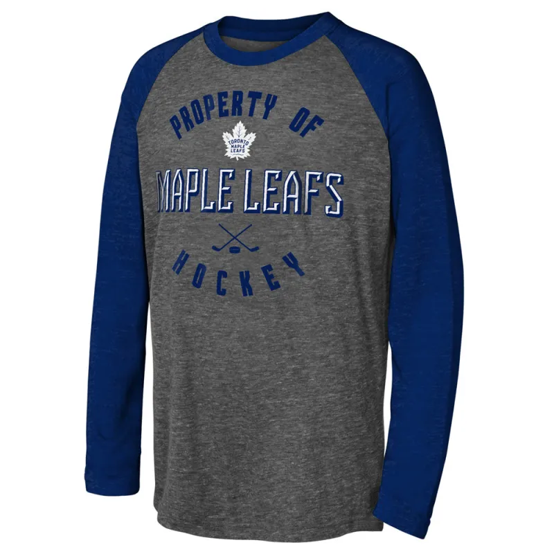 Outerstuff Toronto Maple Leafs Beveled Youth Triblend Raglan Shirt sold by Pro Hockey Life