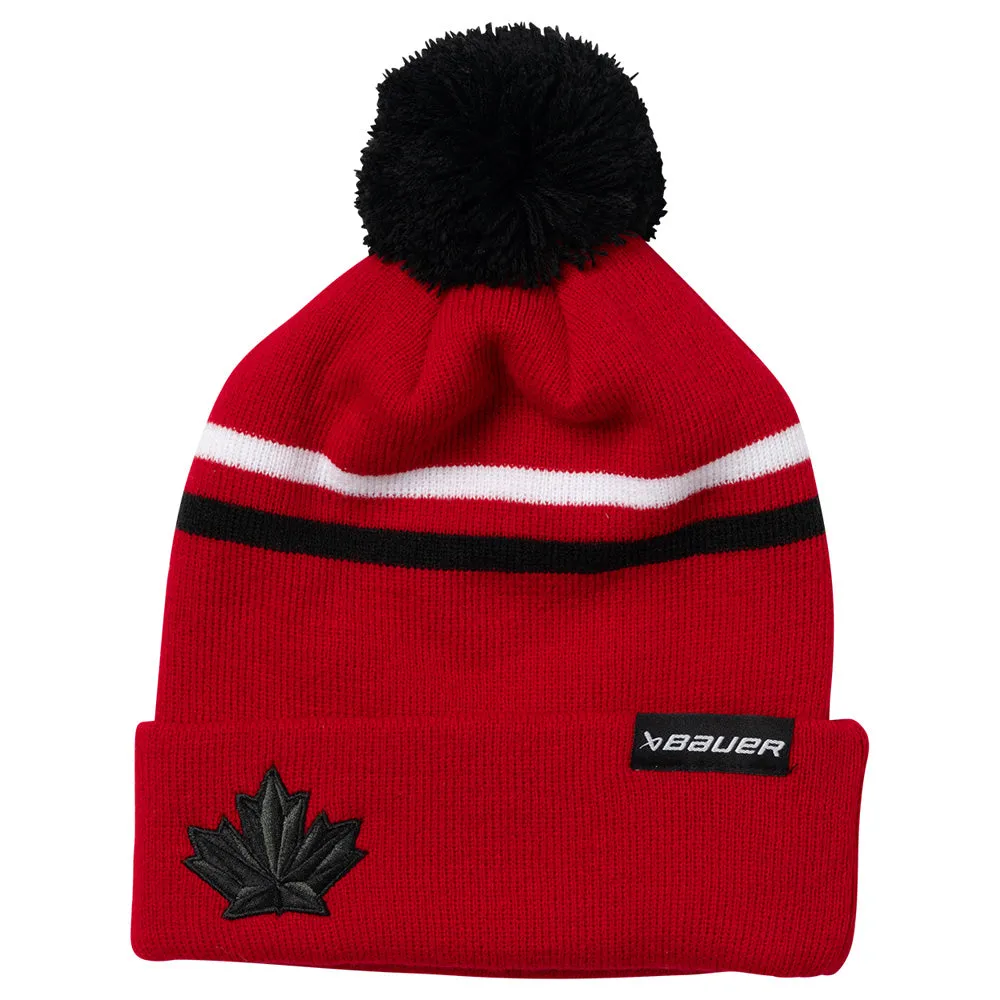 Bauer X Hockey Canada® Striped Adult Pom Red Toque sold by Pro Hockey Life