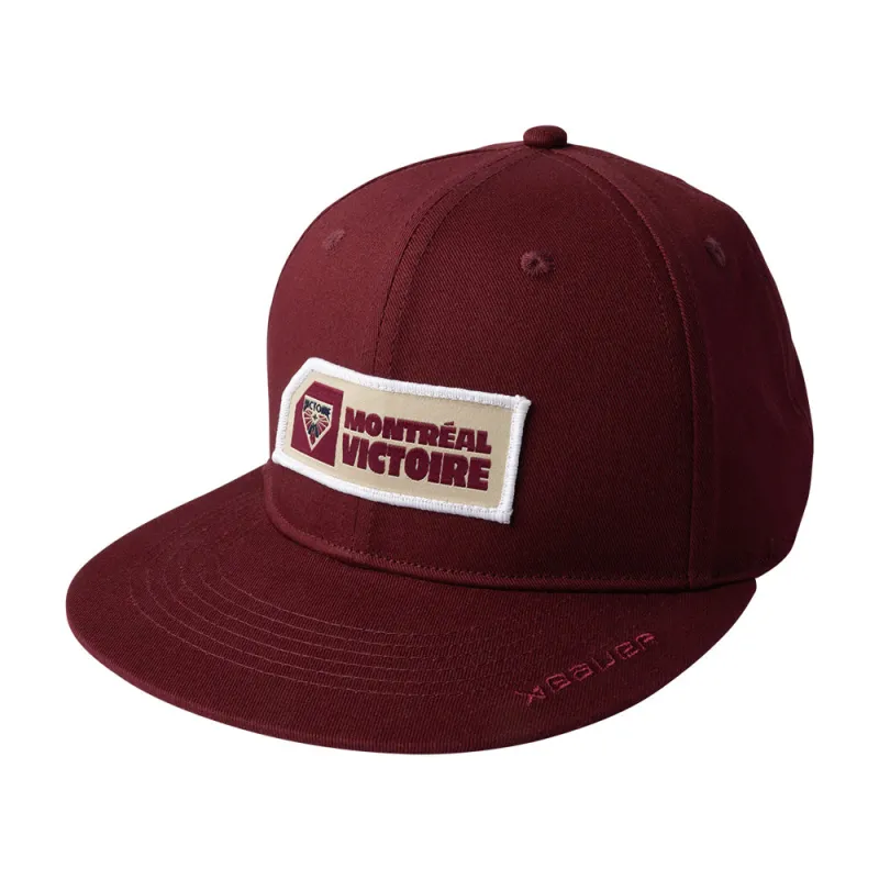 Bauer Montreal Victoire Senior Burgundy Flat Brim Snapback Hat made by Bauer