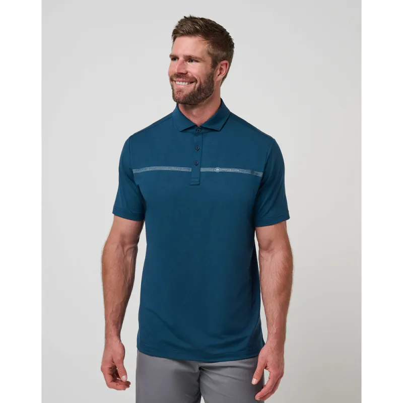TravisMathew Heater Pro Chest Stripe Men's Navy Polo Shirt made by Travis Mathew