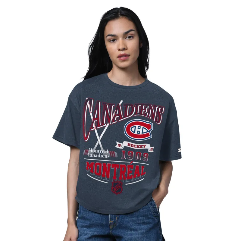 Starter Montreal Canadiens Hall Of Fame Women's Boxy Navy T Shirt sold by Pro Hockey Life