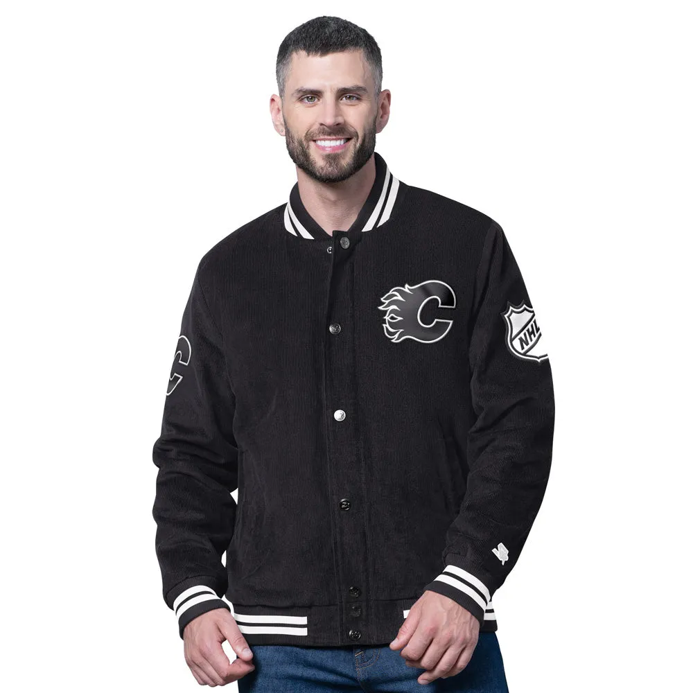 Starter Calgary Flames Blackout Men's Black Varsity Jacket sold by Pro Hockey Life