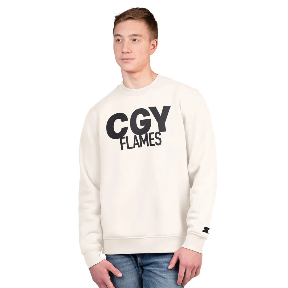 Starter Calgary Flames Assist Men's White Crewneck Sweater sold by Pro Hockey Life