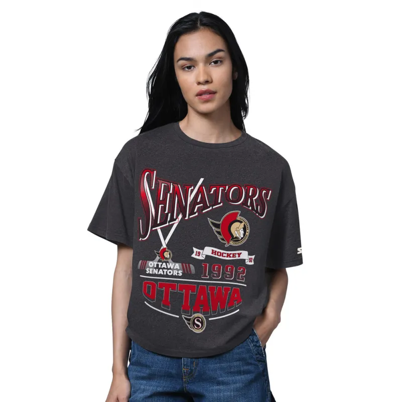 Starter Ottawa Senators Hall Of Fame Women's Boxy Black T Shirt sold by Pro Hockey Life