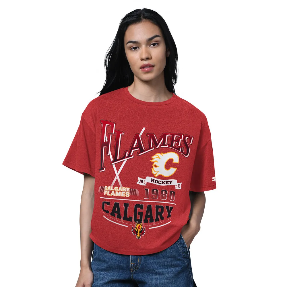 Starter Calgary Flames Hall Of Fame Women's Boxy Red T Shirt sold by Pro Hockey Life