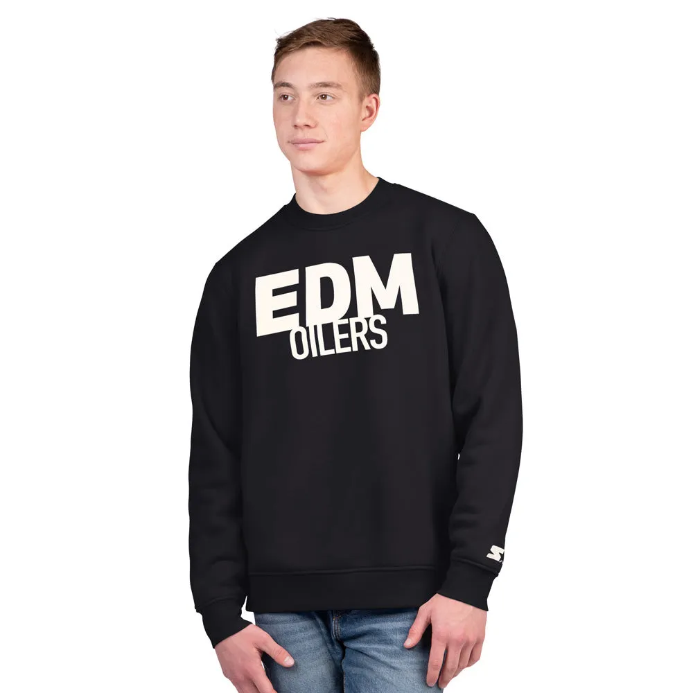 Starter Edmonton Oilers Assist Men's Black Crewneck Sweater sold by Pro Hockey Life