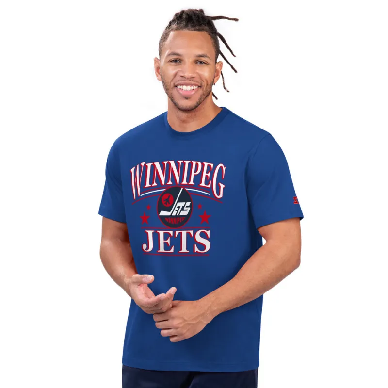 Starter Winnipeg Jets Holiday Men's Blue T Shirt made by Starter