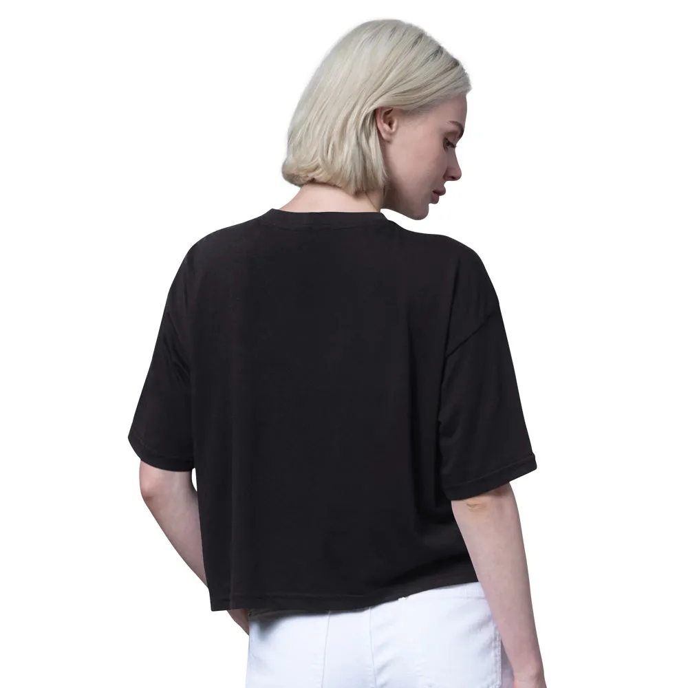 Starter Edmonton Oilers Women's Black Crop T Shirt sold by Pro Hockey Life product image thumbnail 2