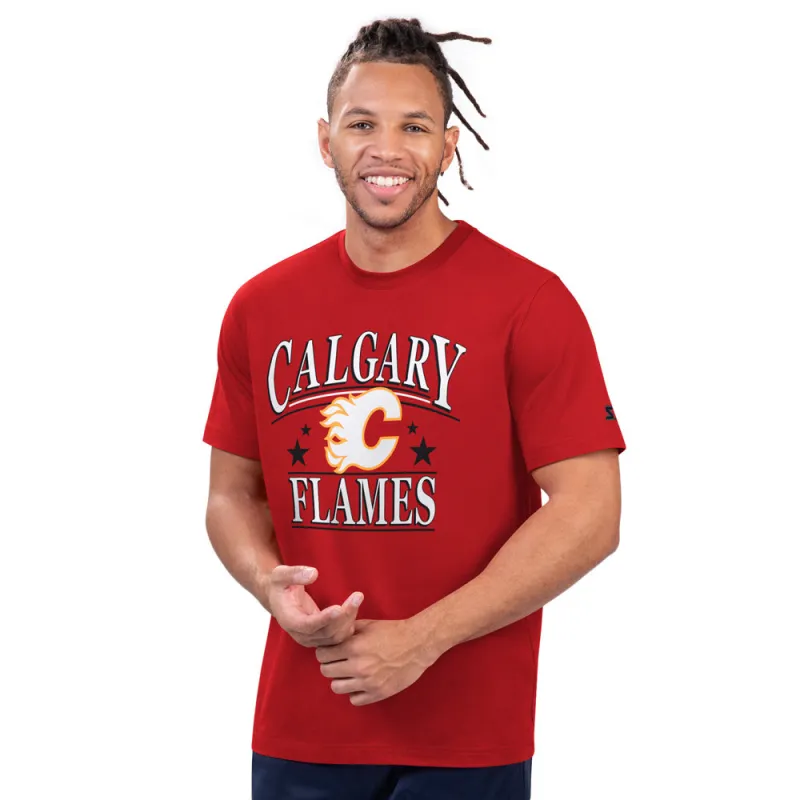 Starter Calgary Flames Holiday Men's Red T Shirt made by Starter