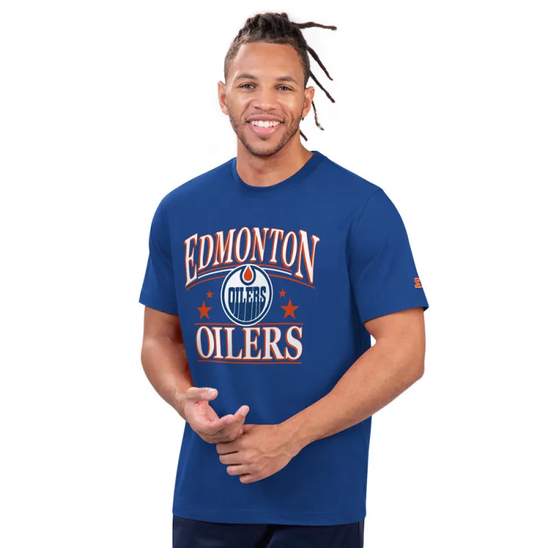 Starter Edmonton Oilers Holiday Men's Navy T Shirt made by Starter