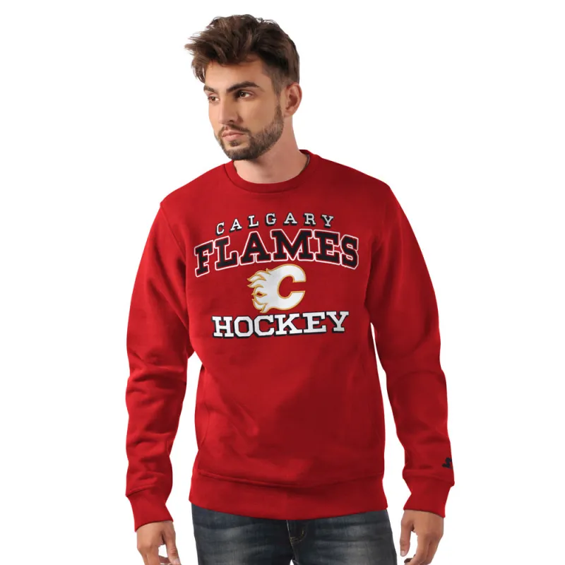 Starter Calgary Flames Holiday Men's Red Crewneck Sweater sold by Pro Hockey Life