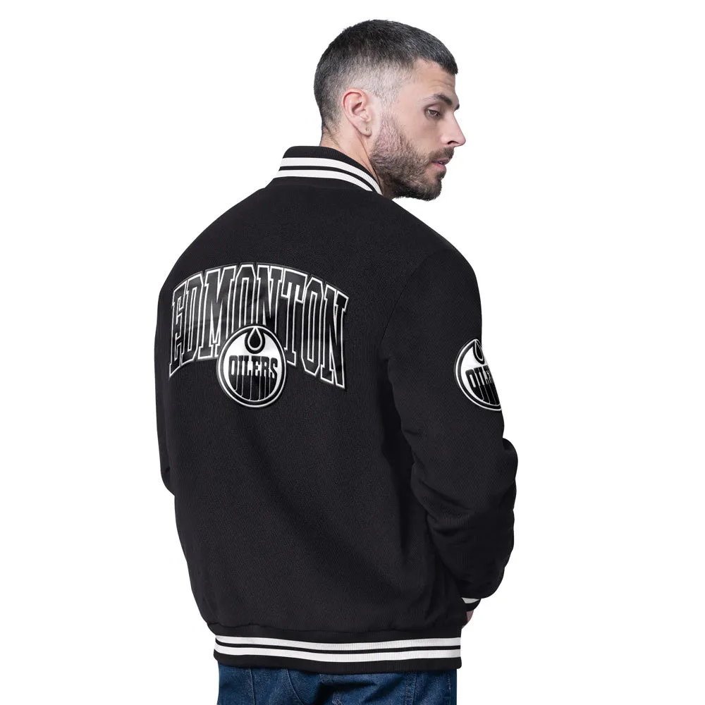 Starter Edmonton Oilers Blackout Men's Black Varsity Jacket sold by Pro Hockey Life product image thumbnail 2