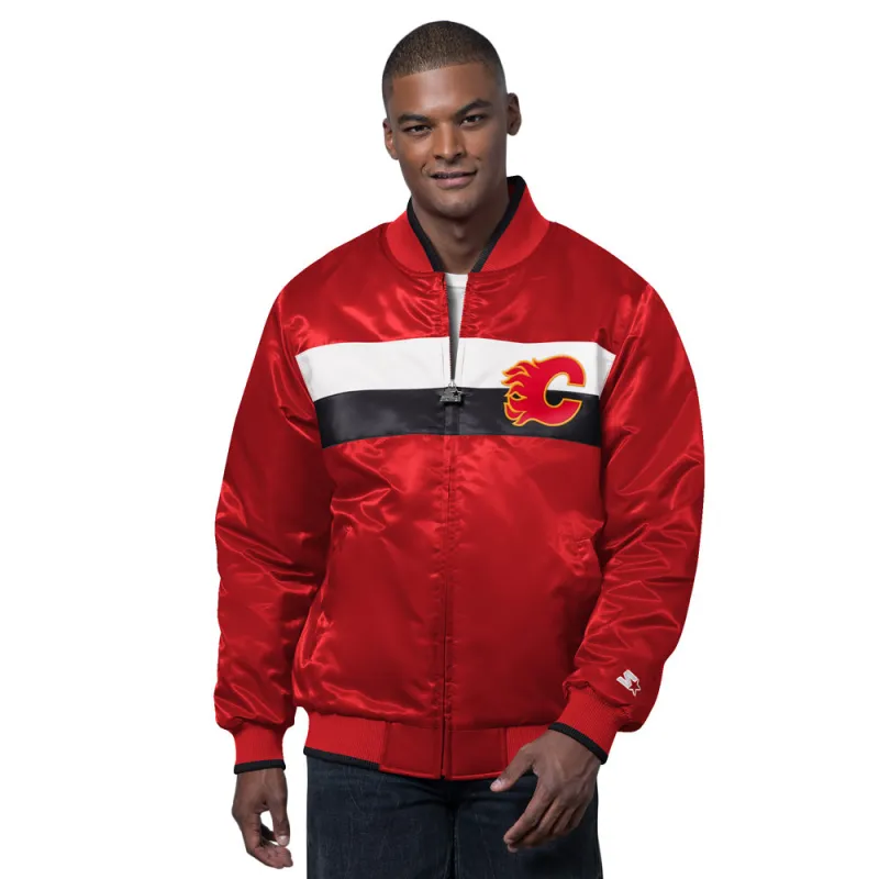 Starter Calgary Flames Ambassador Men's Red Varsity Jacket sold by Pro Hockey Life