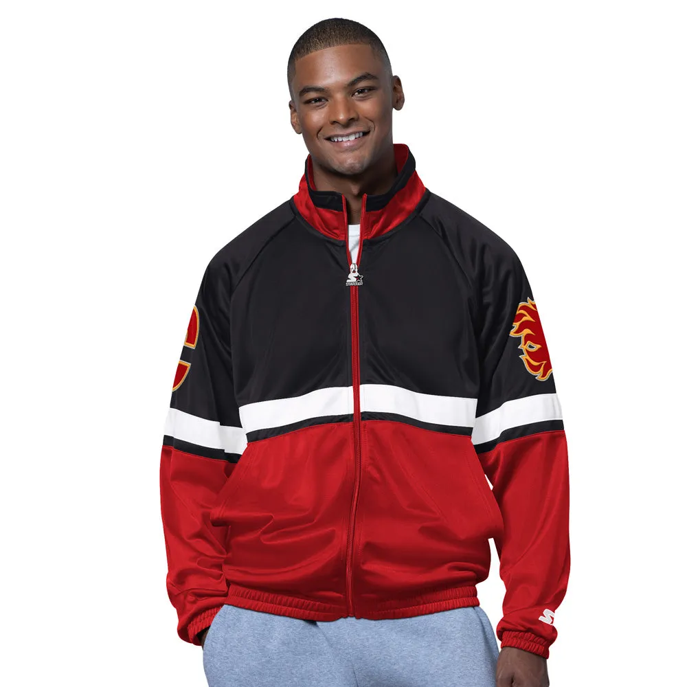 Starter Calgary Flames Veteran Men's Red Track Jacket sold by Pro Hockey Life