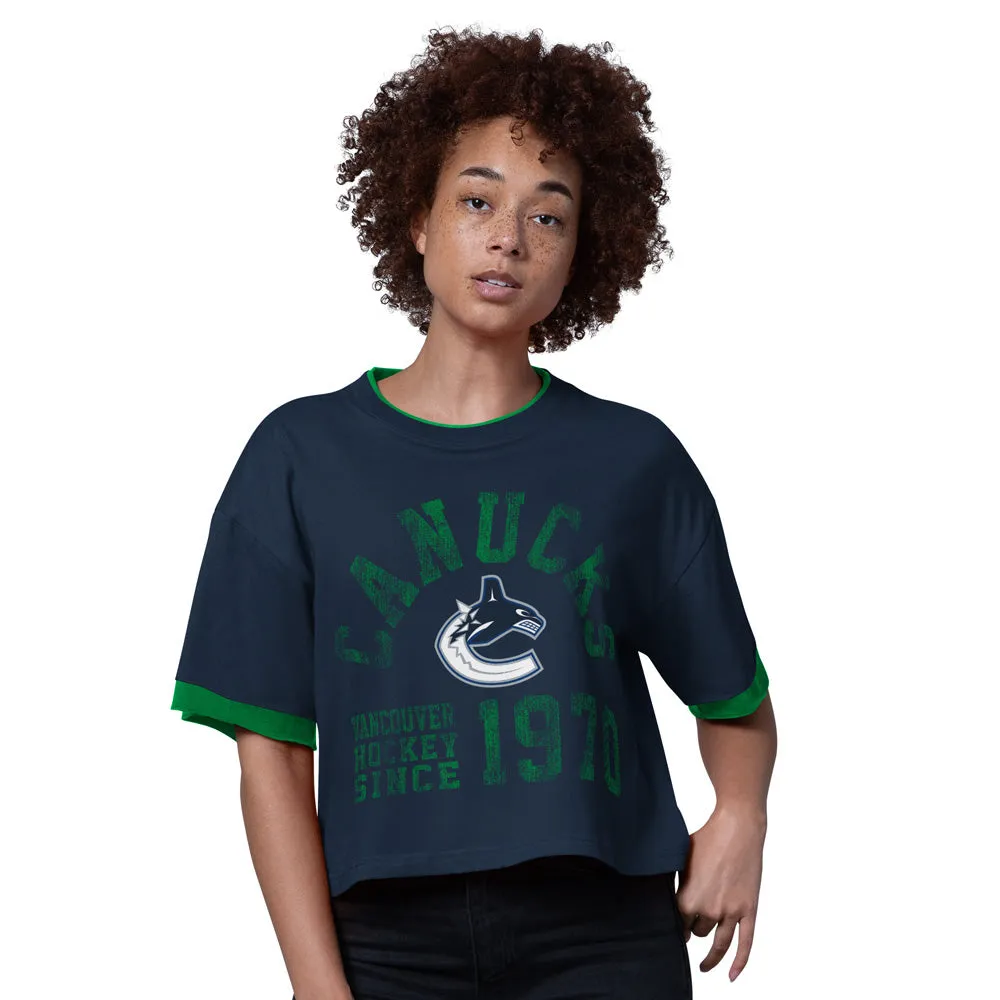 Starter Vancouver Canucks Flyout Women's Blue T Shirt sold by Pro Hockey Life
